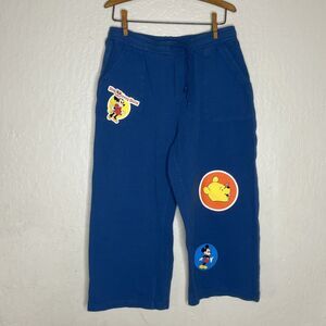 Walt Disney World Vault Collection Blue Pooh Mickey Crop SweatPants Womens SZ L